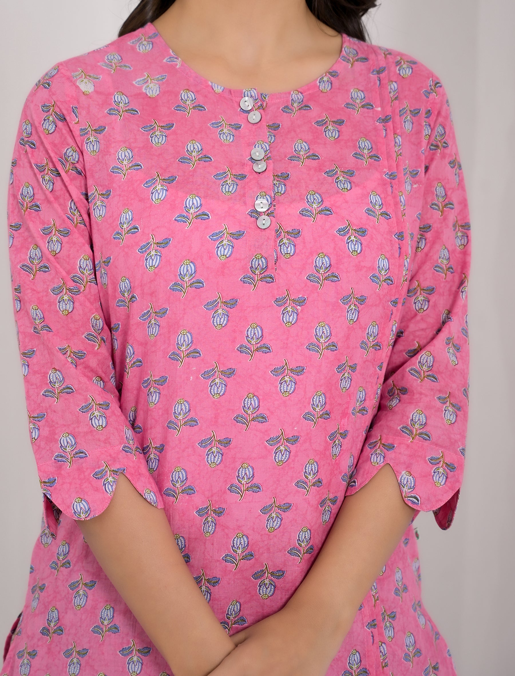 Pink Butta Printed Cotton Co-Ord Set