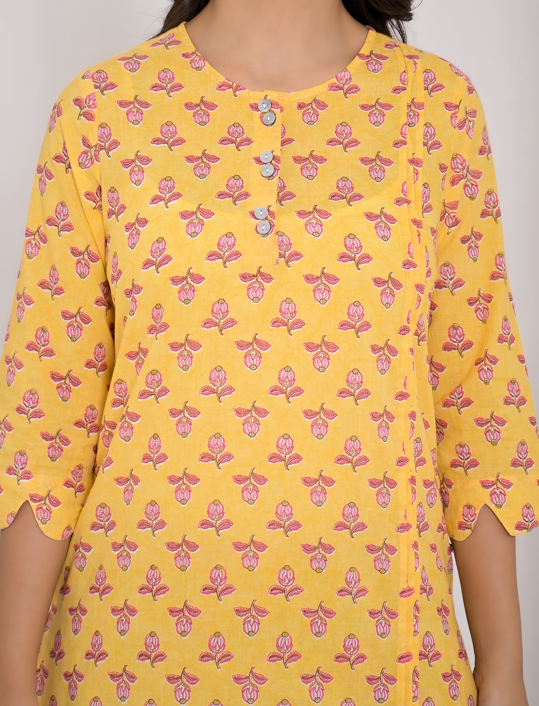 Yellow Butta Printed Cotton Co-Ord Set