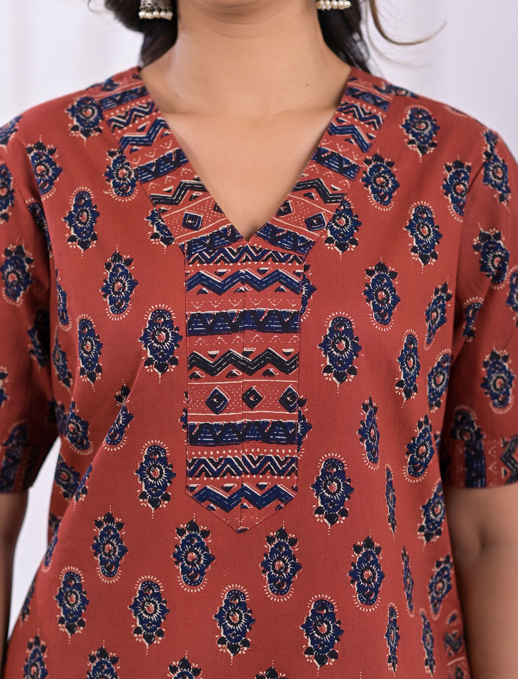 Red Cotton Comfortable Night Gown