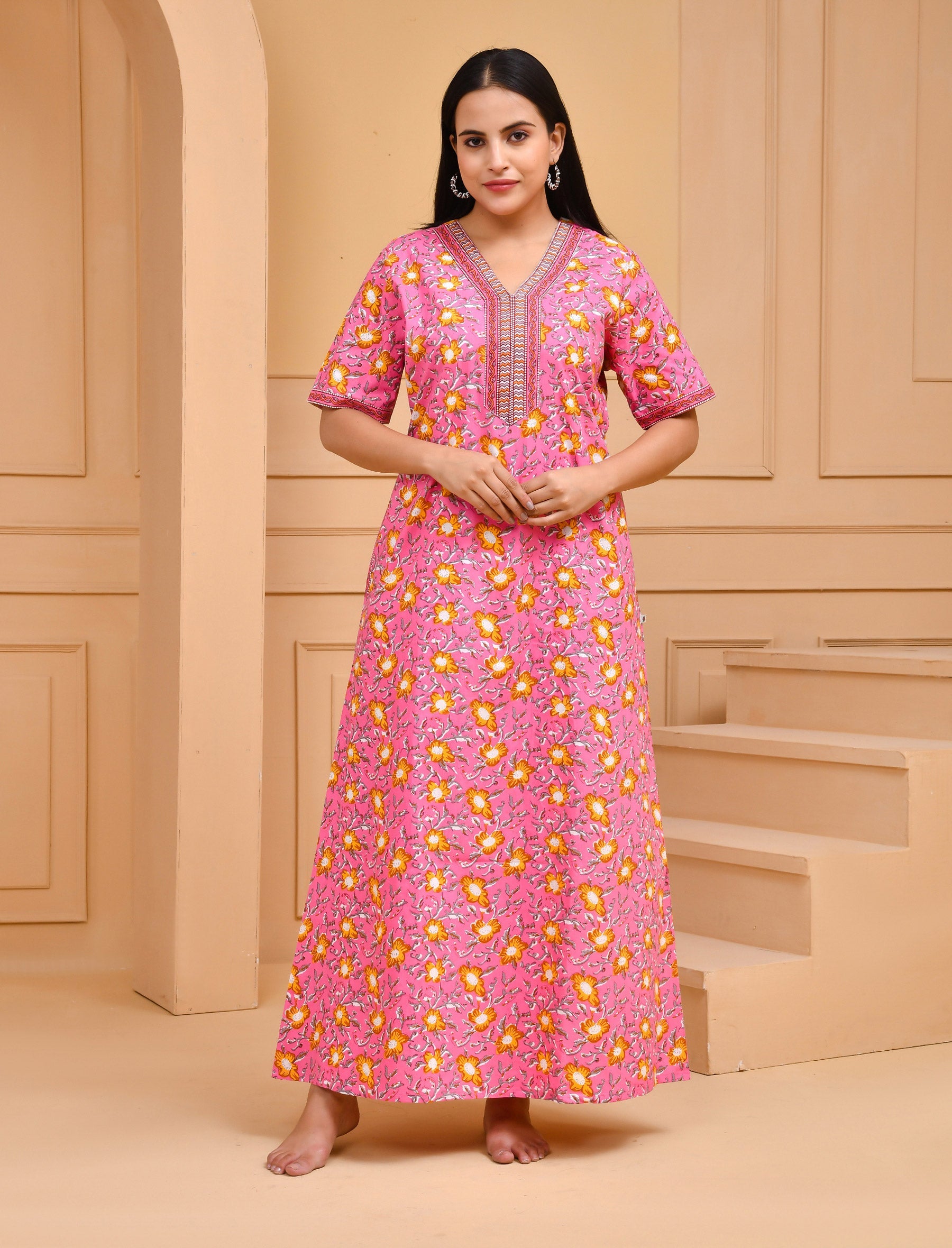 Pink Cotton Comfortable Night Gown