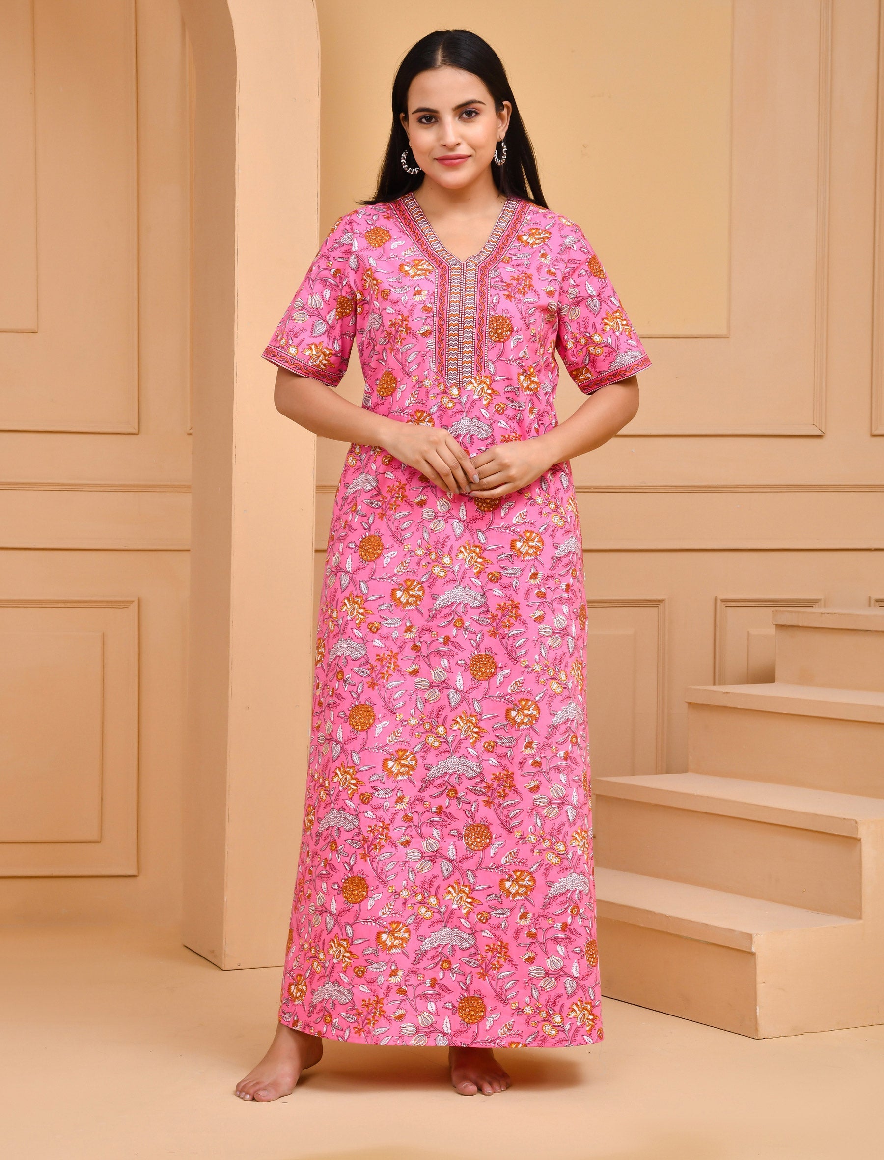 Pink Cotton Comfortable Night Gown