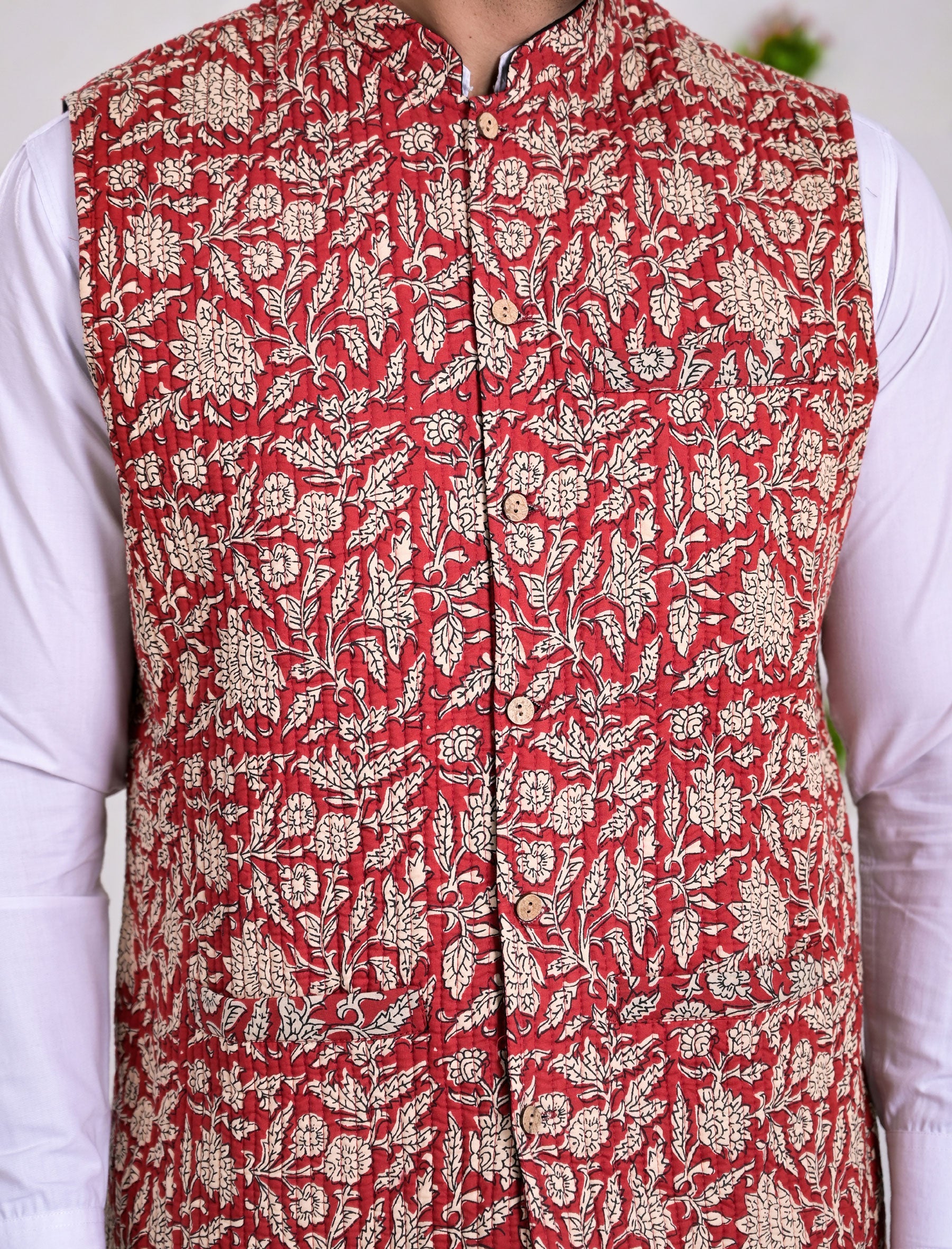 Block Printed Winter Jacket For Men