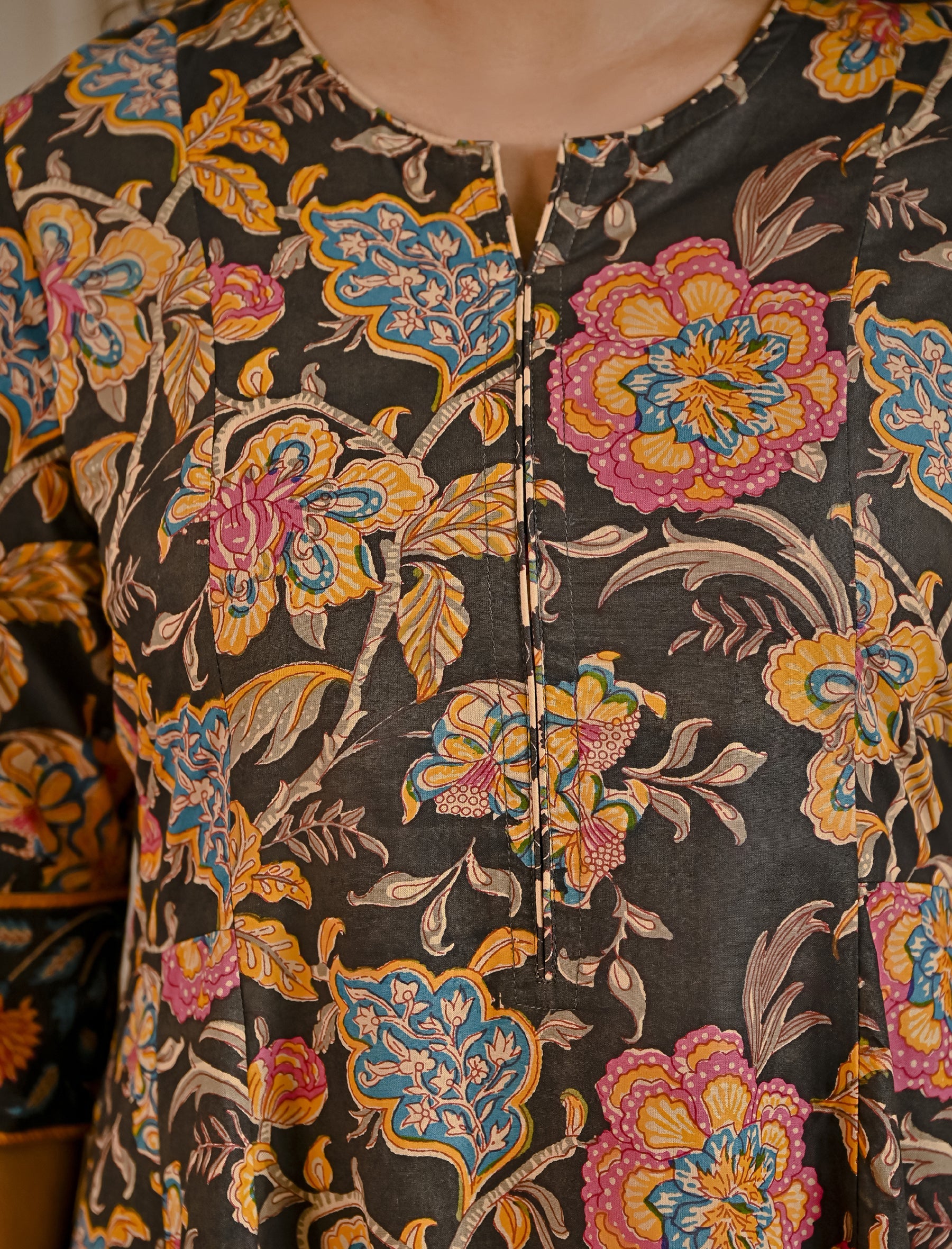 Black Jaal Printed Cotton Kurta Pant Set
