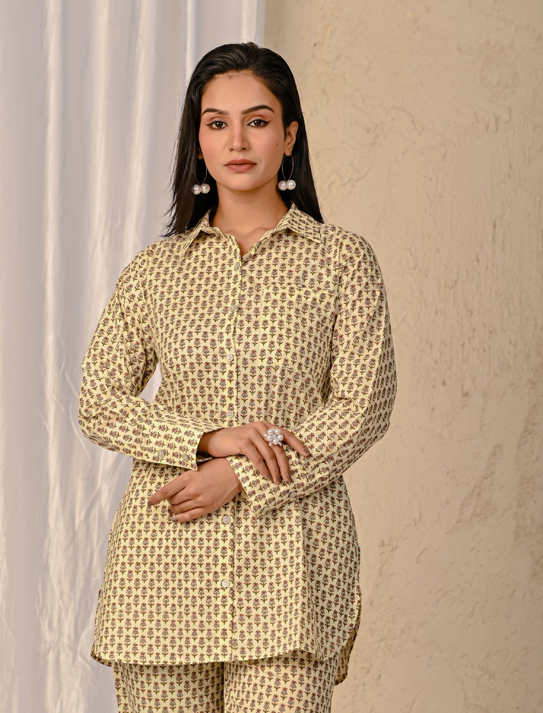Pastel Barik Butti Printed Cotton Co-Ord Set