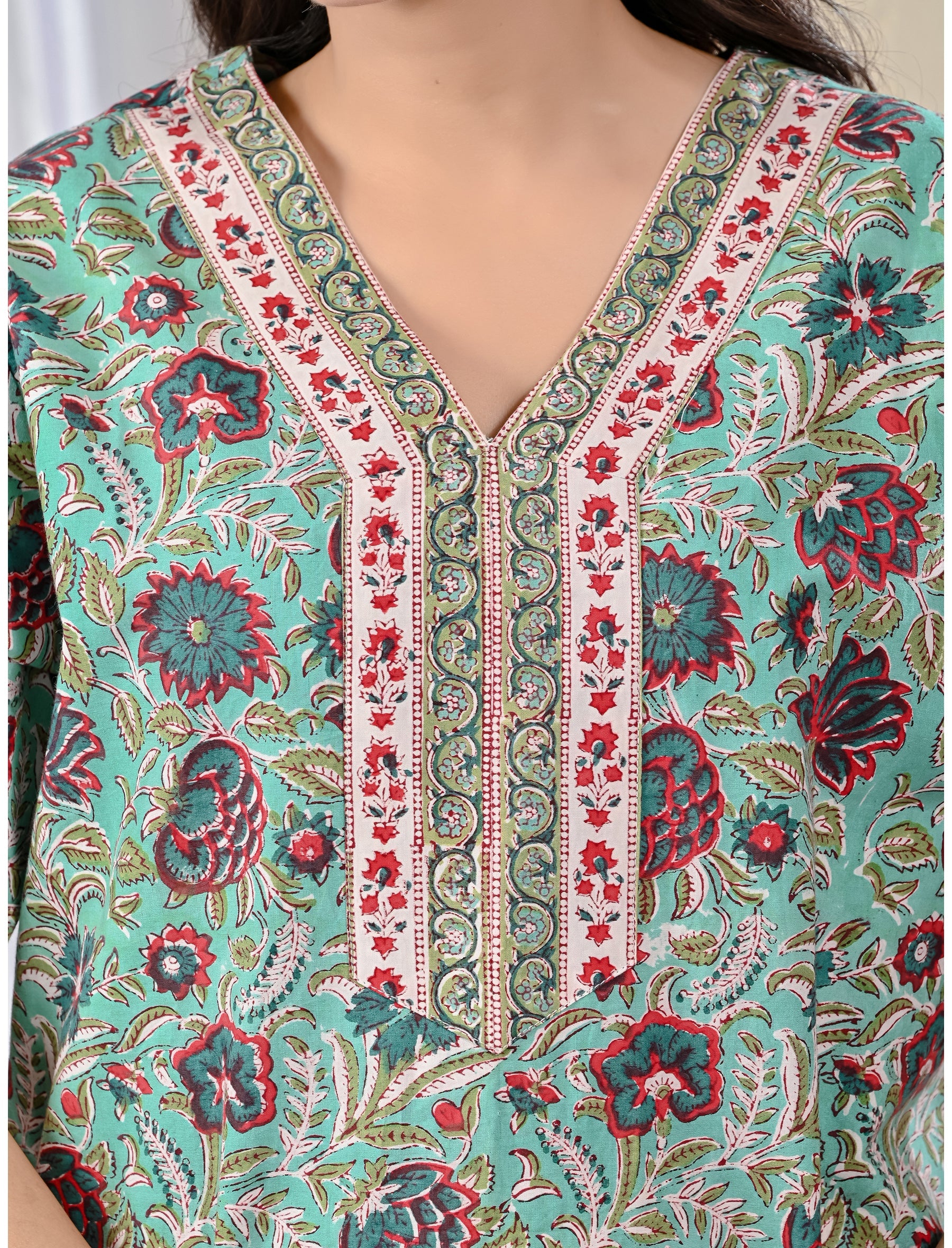 Sea Green Cotton Comfortable Night Gown