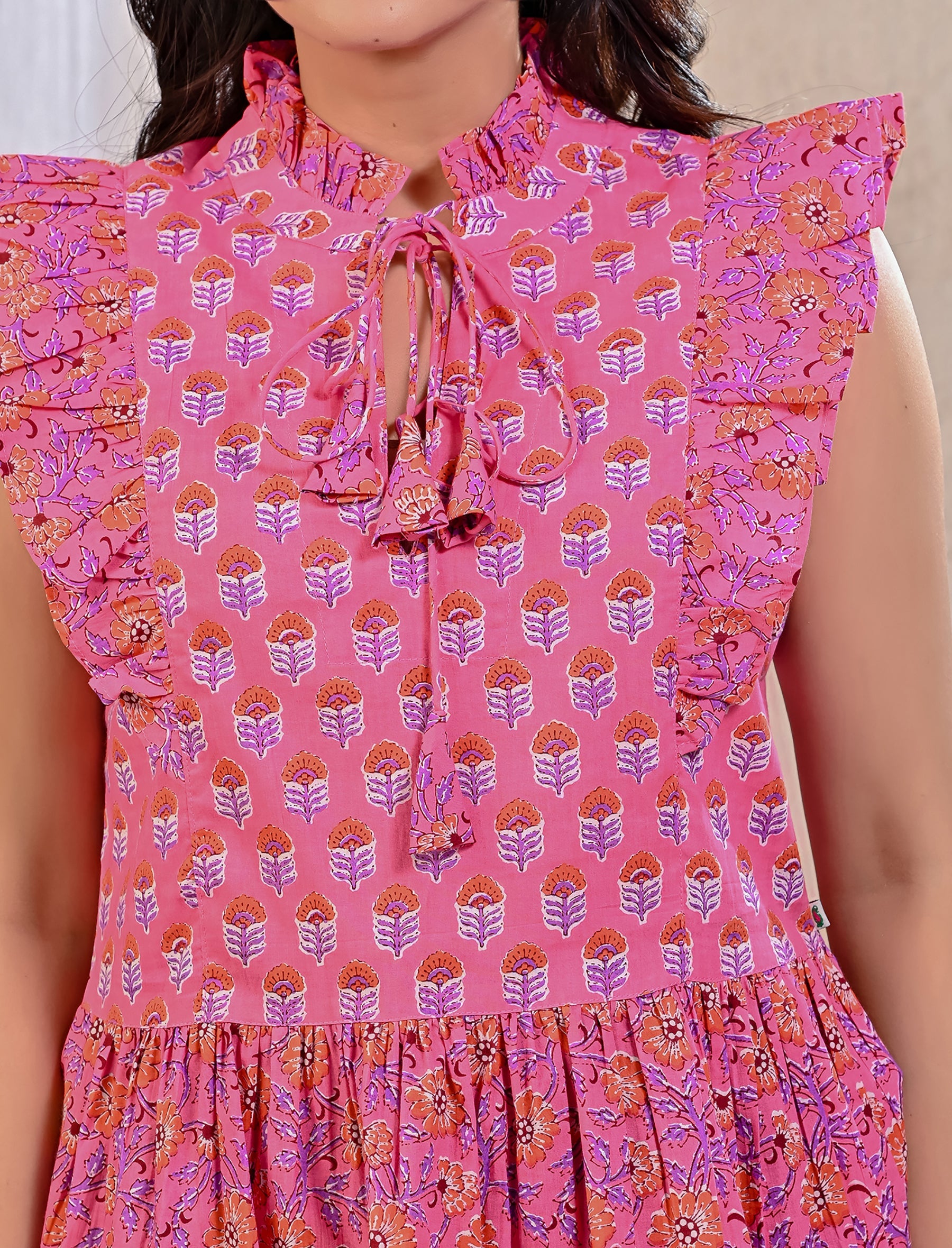 Pink Butta Cotton Printed Top