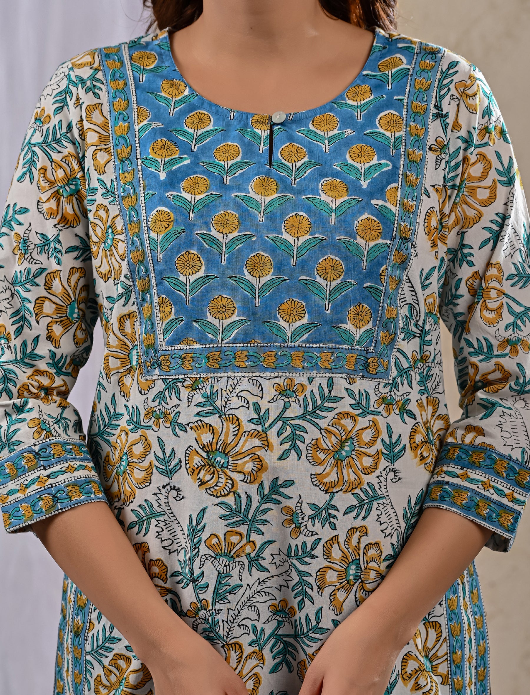 White Jaal Cotton Printed Top