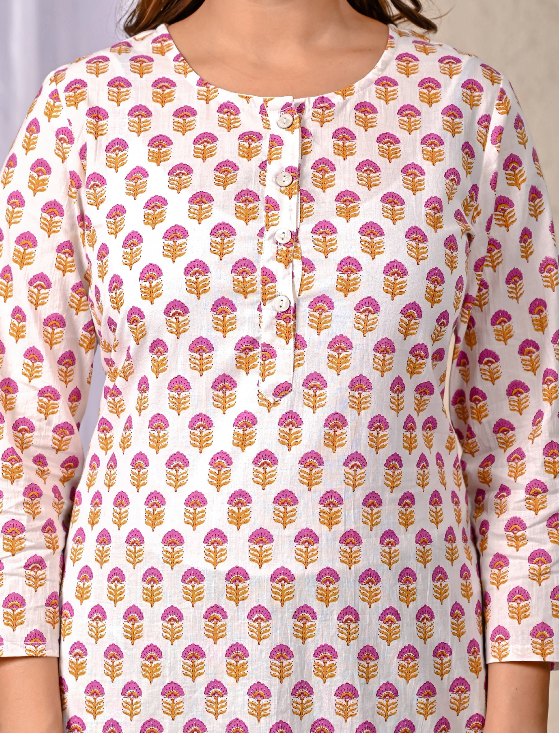 Pink Butti Printed Cotton Co-Ord Set